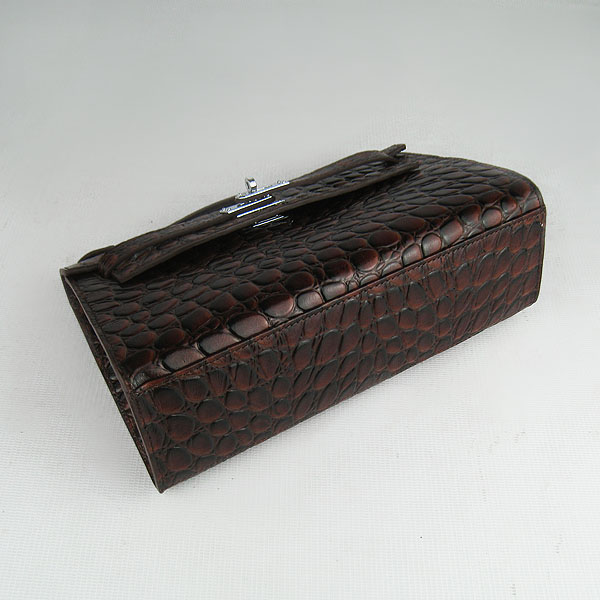 AAA Hermes Kelly 22 CM France Python Leather Handbag Dark Coffee H008 On Sale - Click Image to Close